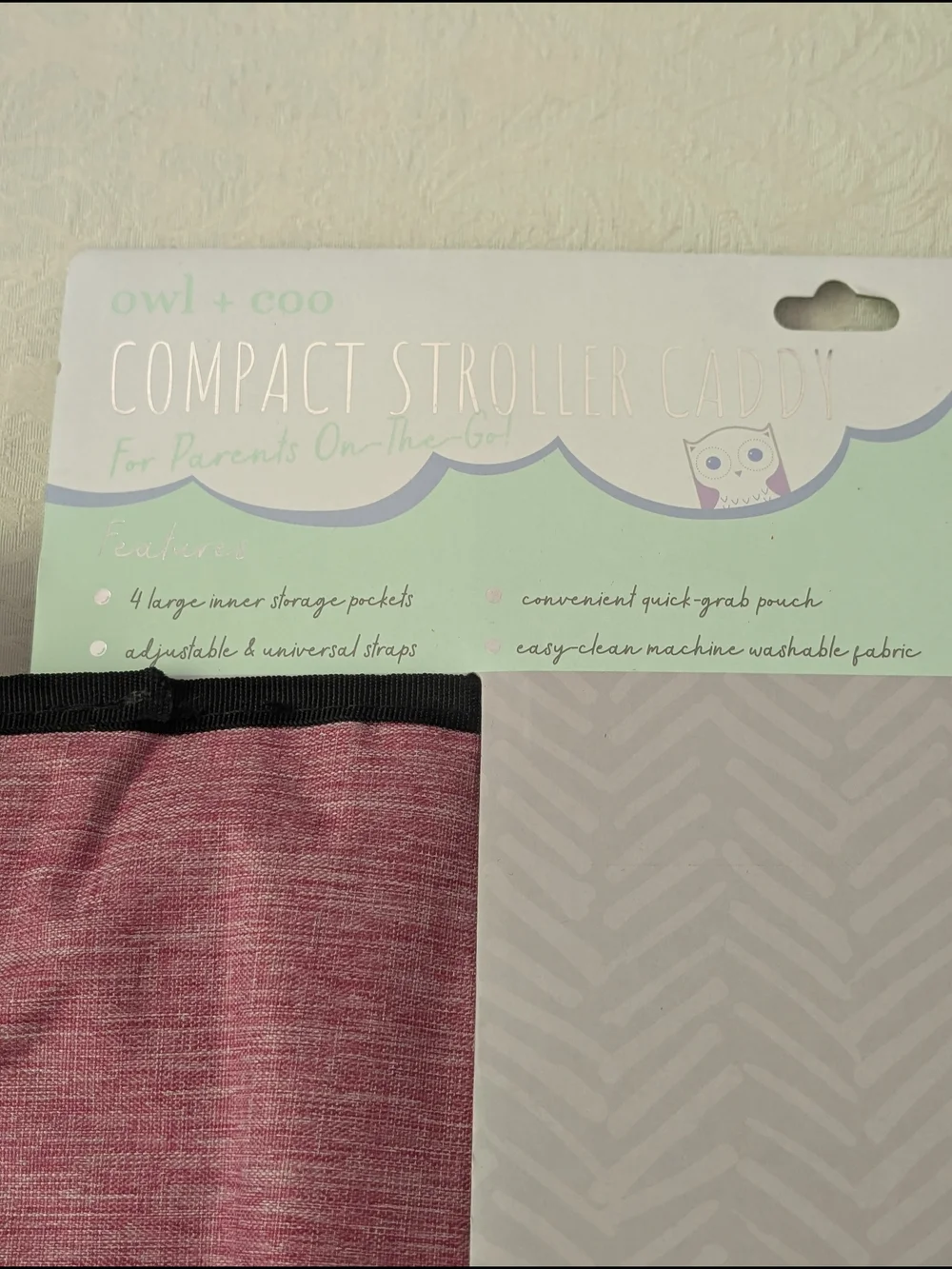 owl + coo Compact Stroller Caddy Organizer Pink/Black BB0007-PKA